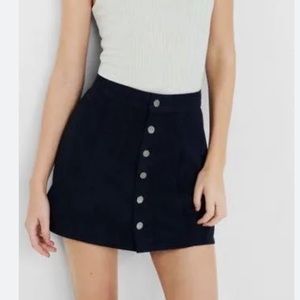 NWT Navy Blue Button Up Suede Mini Skirt - Size 10